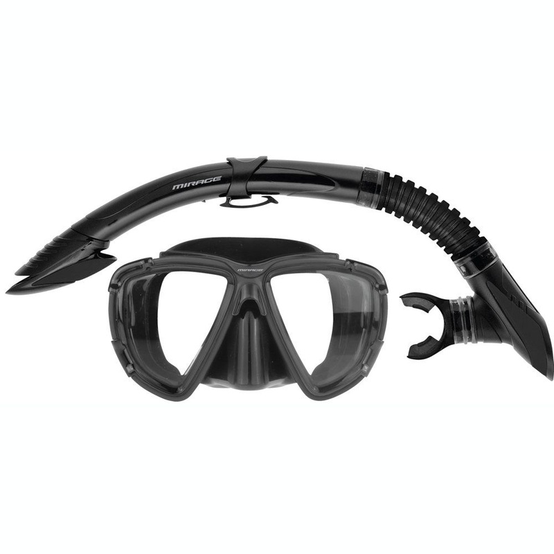 Mirage Platinum Gold Series Mask Snorkel Set Black