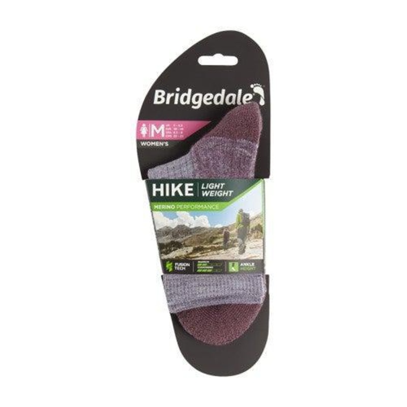 Bridgedale Hike LW Performance Ankle Sock Womens Small Heather Damson