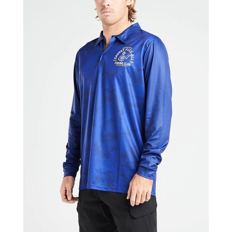 The Mad Hueys Fk All Club 2 Long Sleeve Fishing Jersey Shirt Large Navy