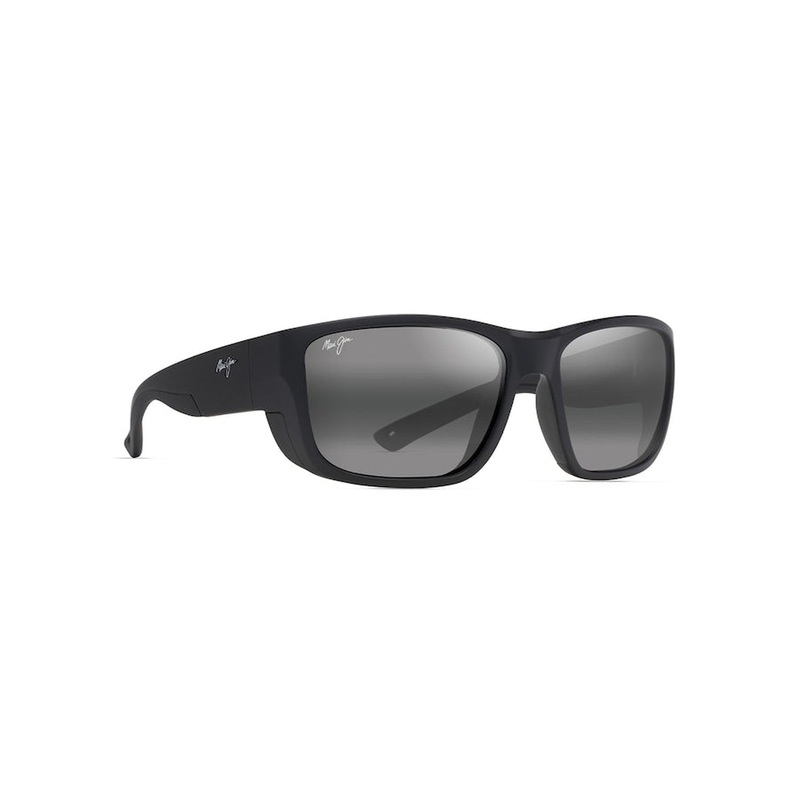 MAUI JIM Amberjack Sunglasses Matte Black with Black Rubber | Neutral Grey
