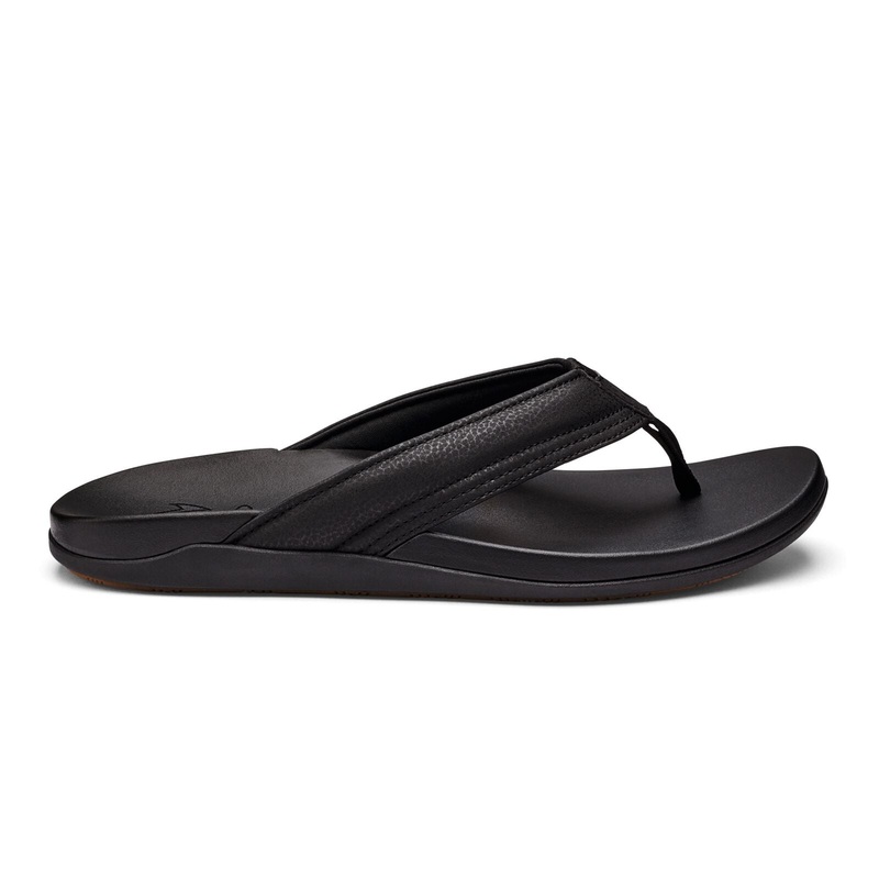 OluKai Mens Maha Sandals-Black/Black 9