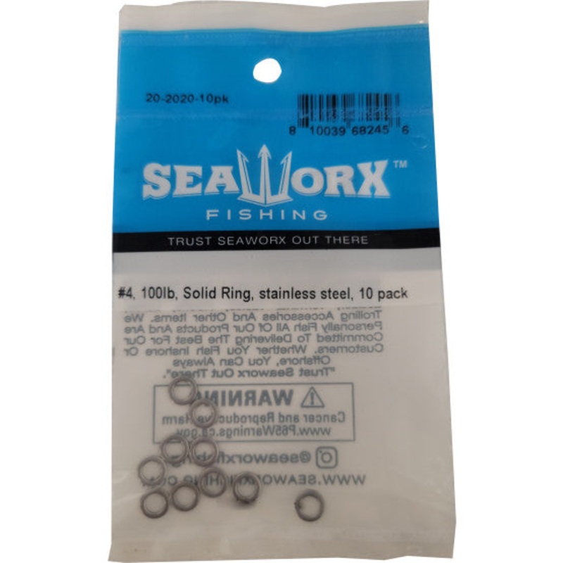 Seaworx stainless steel solid ring 10pk #4 100lb