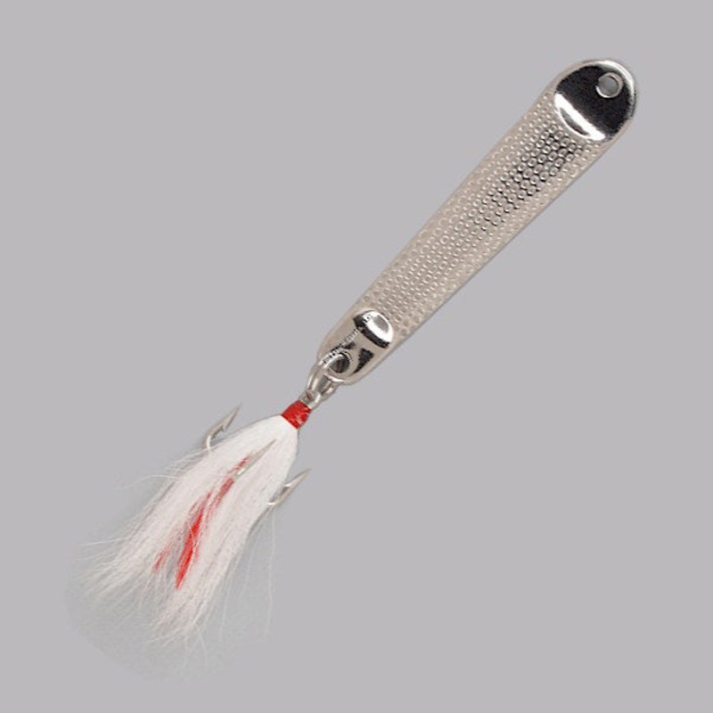 Hopkins No=EQL Hammered Spoon w/ Bucktail Treble Hook Stainless Steel 2-1/2″ 1/2oz