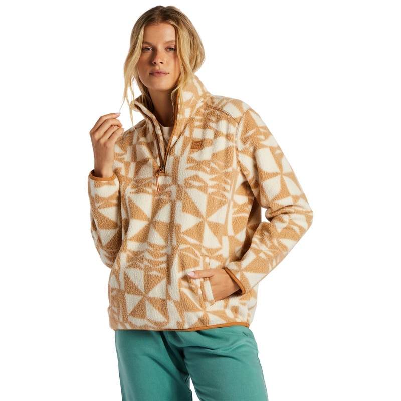 Billabong Womens Boundary Mock Fleece XS Latte