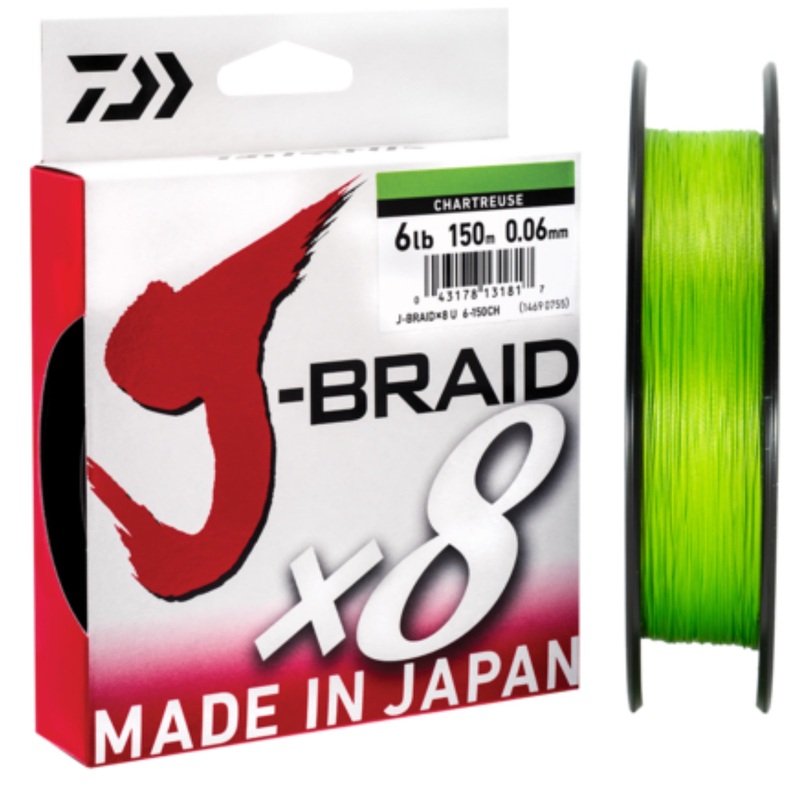 Daiwa J Braid X8 Braid 10LB/150M Chartreuse