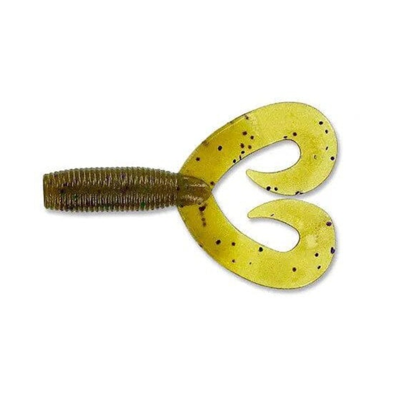 Yamamoto Double Tail Grub Green Pumpkin with Black Flake 5″ 16-20-297
