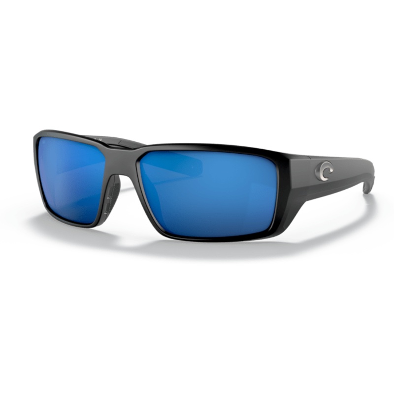 Costa Del Mar Fantail Pro Polarized Sunglasses (580G – Glass Lenses) Matte Black – Blue Mirror 580G