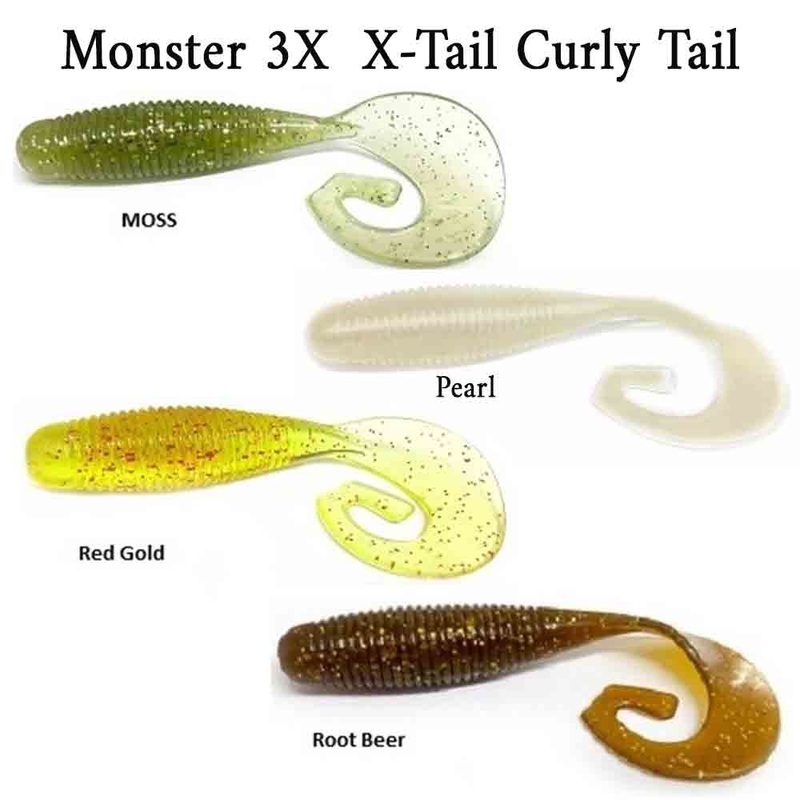 Monster 3X X-Tail 3 1/4In 5Pk Curly Tail Lure MOSS