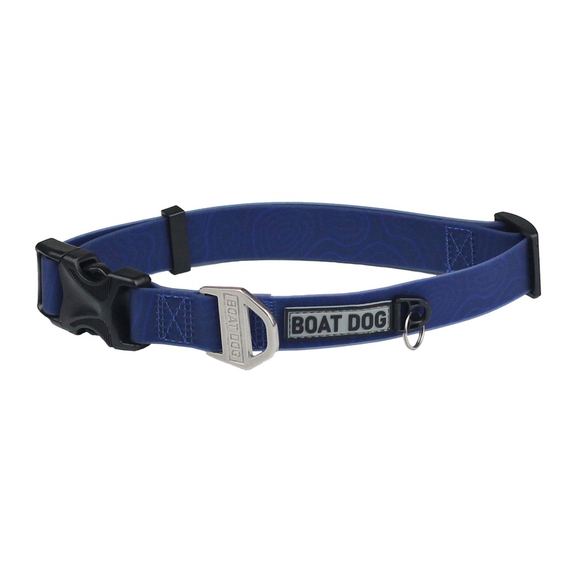 Boat Dog Waterproof Collars S/M: 11″-19″ Midnight Topogrophy