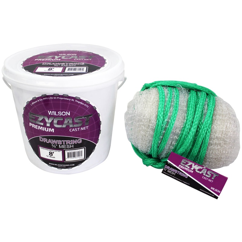Wilson Ezycast Premium Drawstring Mono Cast Nets 10ft – 3/4inch Drawstring clear