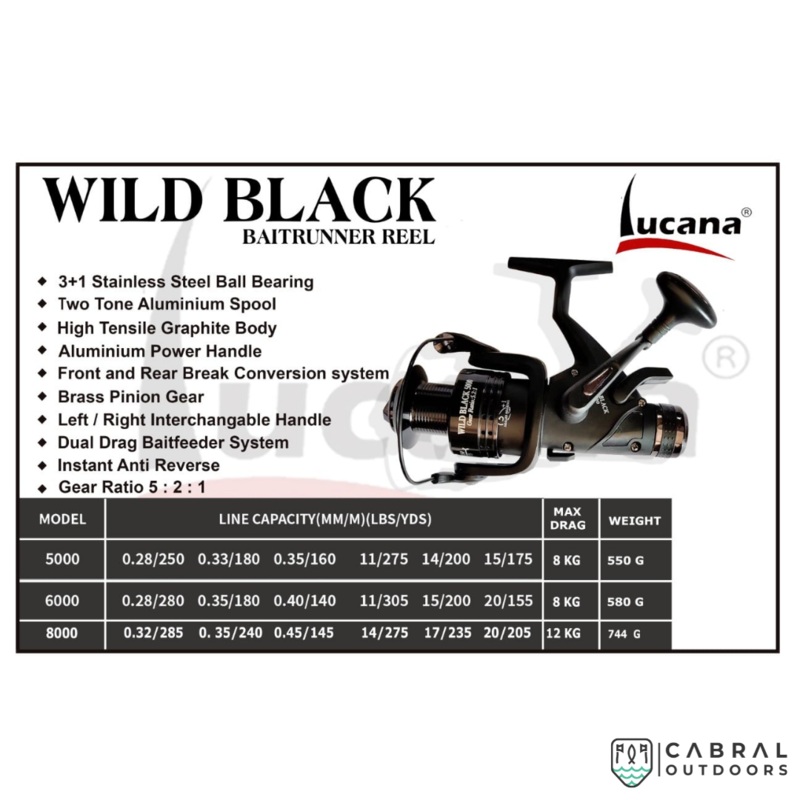 Lucana Wild Black Baitrunner 5000-8000 Reels 5000