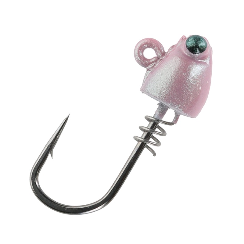 No Live Bait Needed 3″ Shrimp Jig Heads No Dinks On Pink 3/8oz 3pk