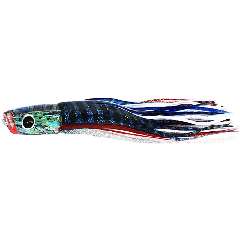 Black Bart Costa Rican Plunger Skirted Trolling Lure BL/WH – Blue White