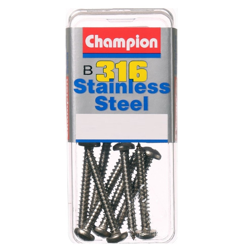 Champion Stainless Steel 316 Heavy Duty Self-Tapping Pan Head Screws – 8G