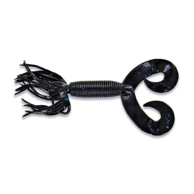 Yamamoto 4″ Double Tail Hula Black/Blue Flake