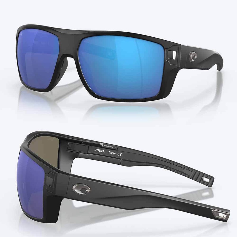 Costa Diego Matte Black Frame Sunglasses 580G BLUE MIRROR