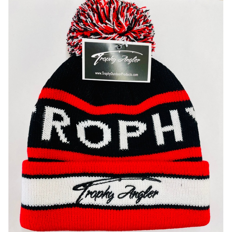 Trophy Angler Pom Winter Hats Black/Red