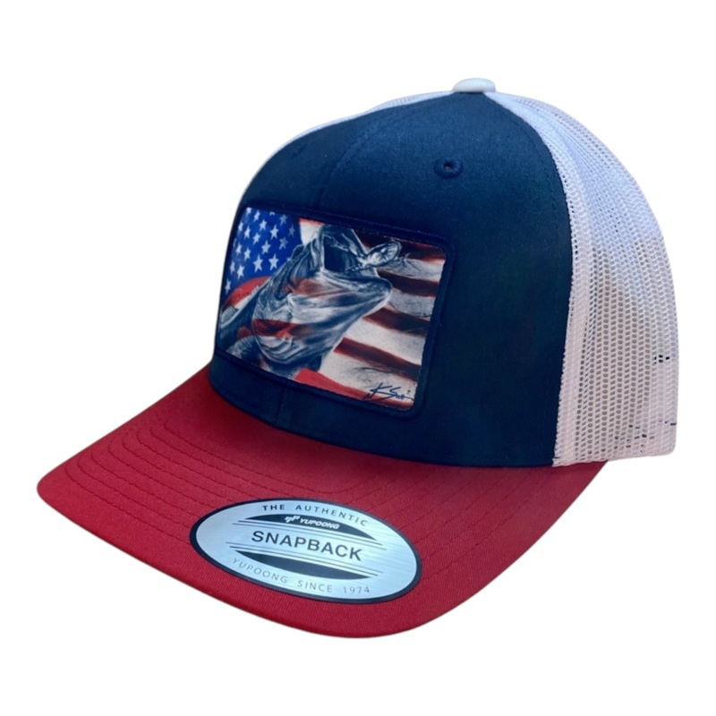 Huk American Frogger Mesh Snapback Trucker Style Hat Bass H3000247 Navy (410)