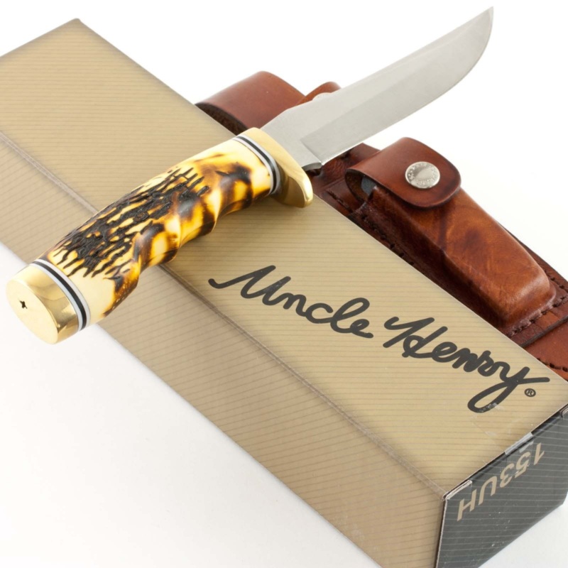 Uncle Henry Golden Spike Fixed Blade Knife 9 1/4″ with sheath Brown
