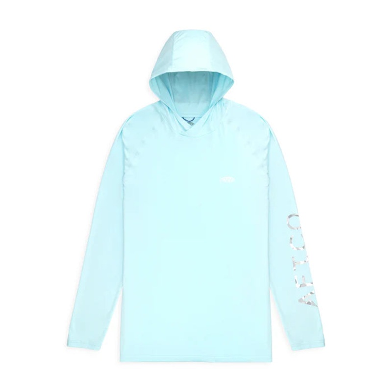 Aftco Samurai 2 Hooded Long Sleeve Performance Shirt Clearwater Heather SM