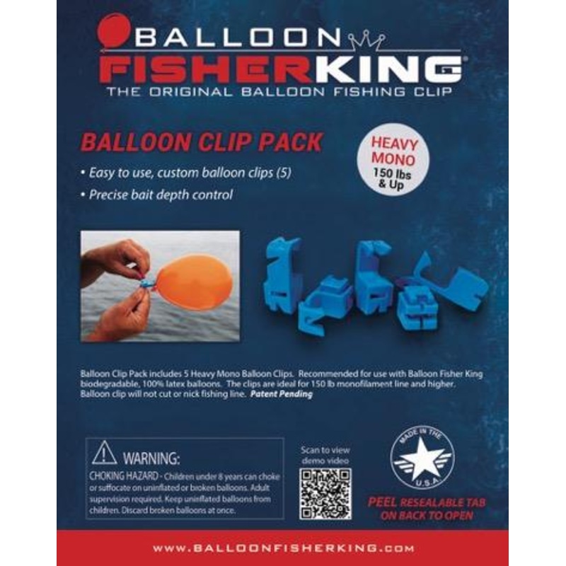 Balloon Fisher King Balloon Clip Pack Heavy Mono Clip 5/pk