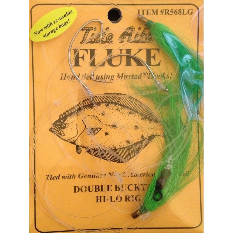 Tide Rite R568 Hi-Lo Wide Gap Hook W/ Bucktail Fluke Rig Lime Green