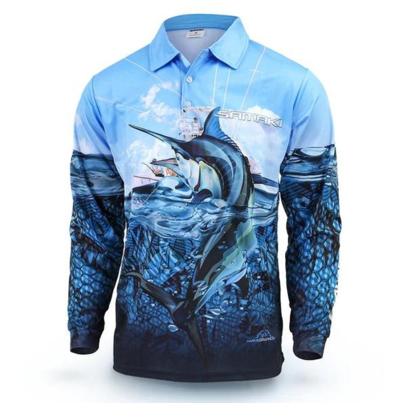 Samaki Black Marlin Kids Long Sleeve Shirt 10 Black Marlin
