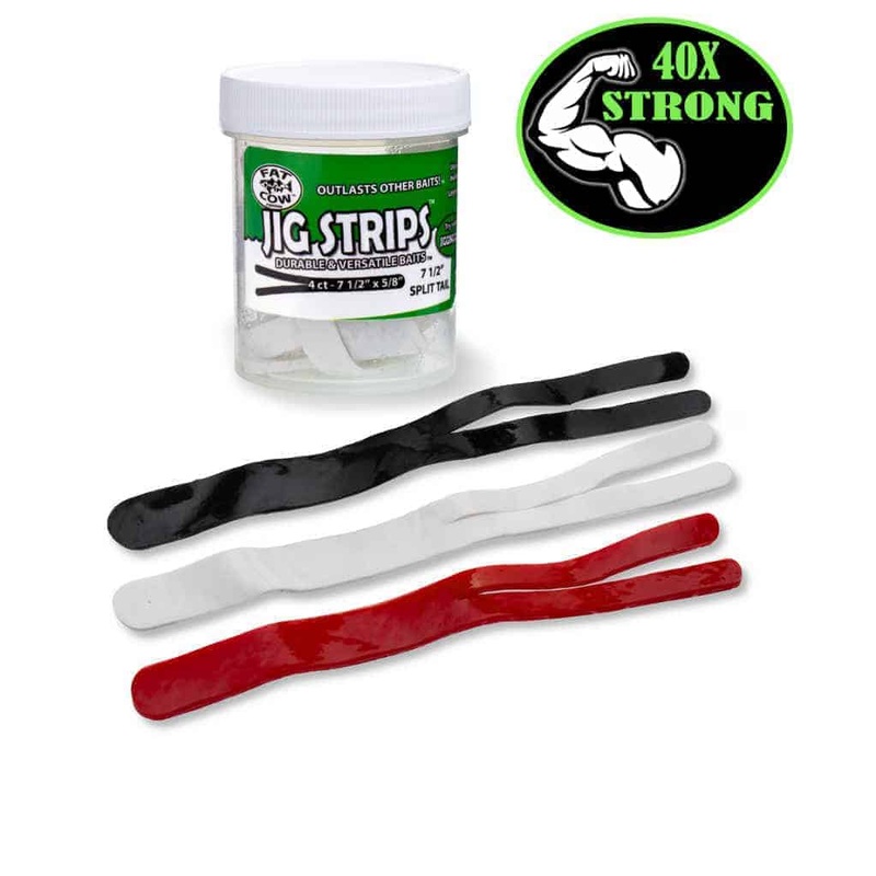 Fat Cow Jig Strips Split Tail 7 1/2″ Black