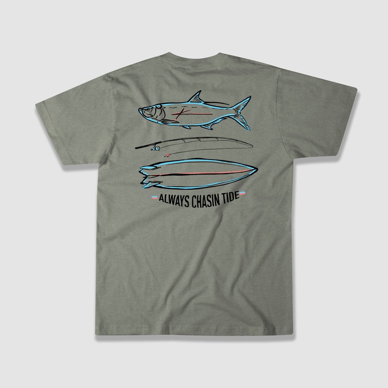 Kscott Chasin Tide Fishing T-shirt Stone Gray Small