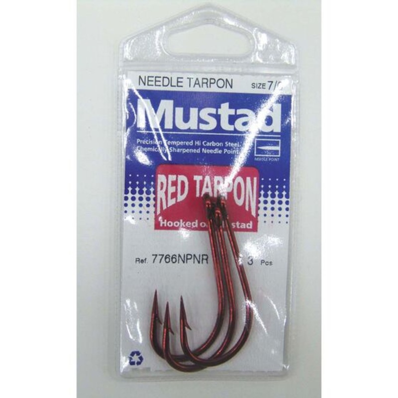 Mustad Pre-Pack Needle Tarpon Hook 1- 10pce RED