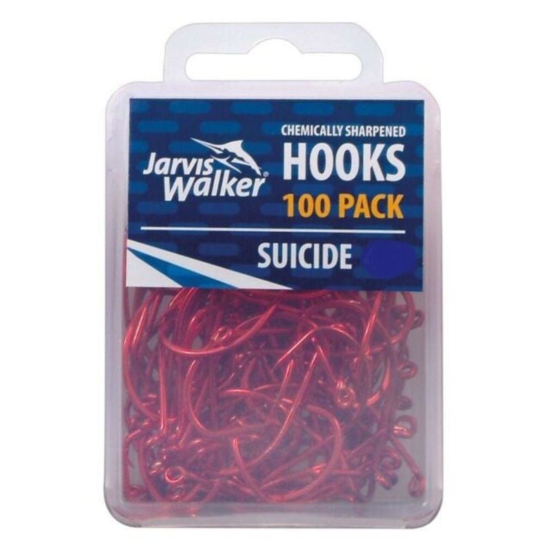 Jarvis Walker Red Suicide Hooks 1/0- 100pce RED