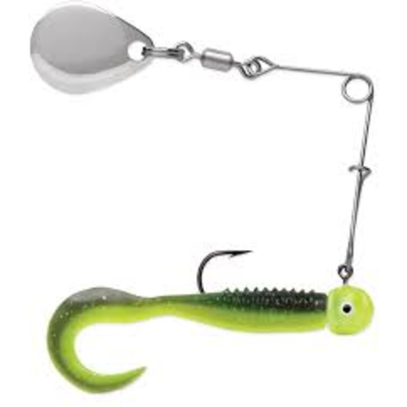 VMC Curl Tail Spinnerbait 1/16oz Black Chartreuse Glow