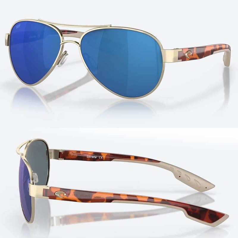 Costa Loreto Rose Gold Frame Sunglasses 580P BLUE MIRROR