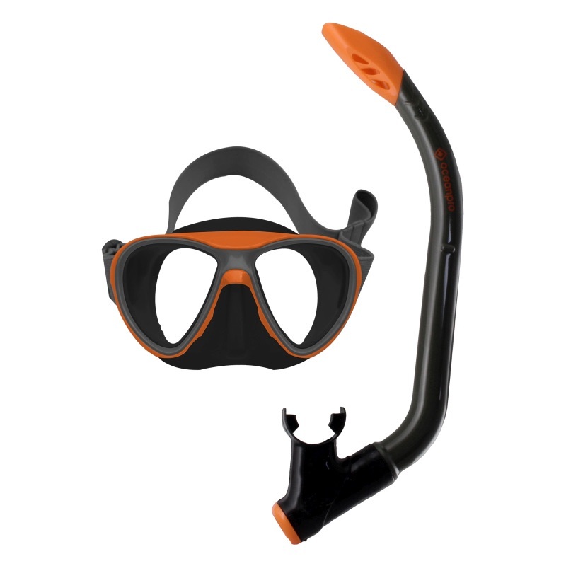 Ocean Pro Bondi Mask Snorkel Set Orange Grey