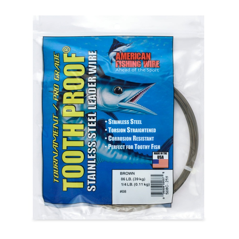 AFW Tooth Proof SS Leader Wire Camo 1/4lb #8 86lb