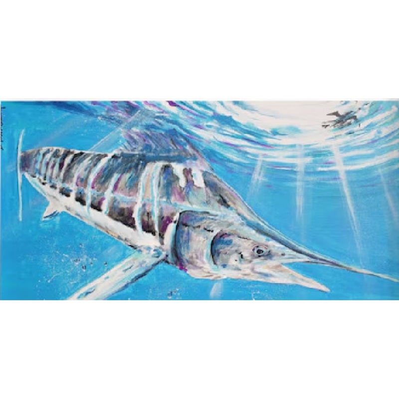 Underwater Marlin by David Danforth  Exclusive 20 x 40 Coastal Canvas Print Artwork