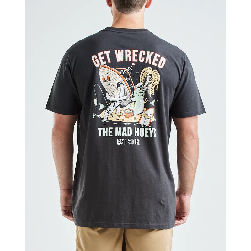 The Mad Hueys Getting Wrecked Short Sleeve Tee Shirt Vintage Black Large