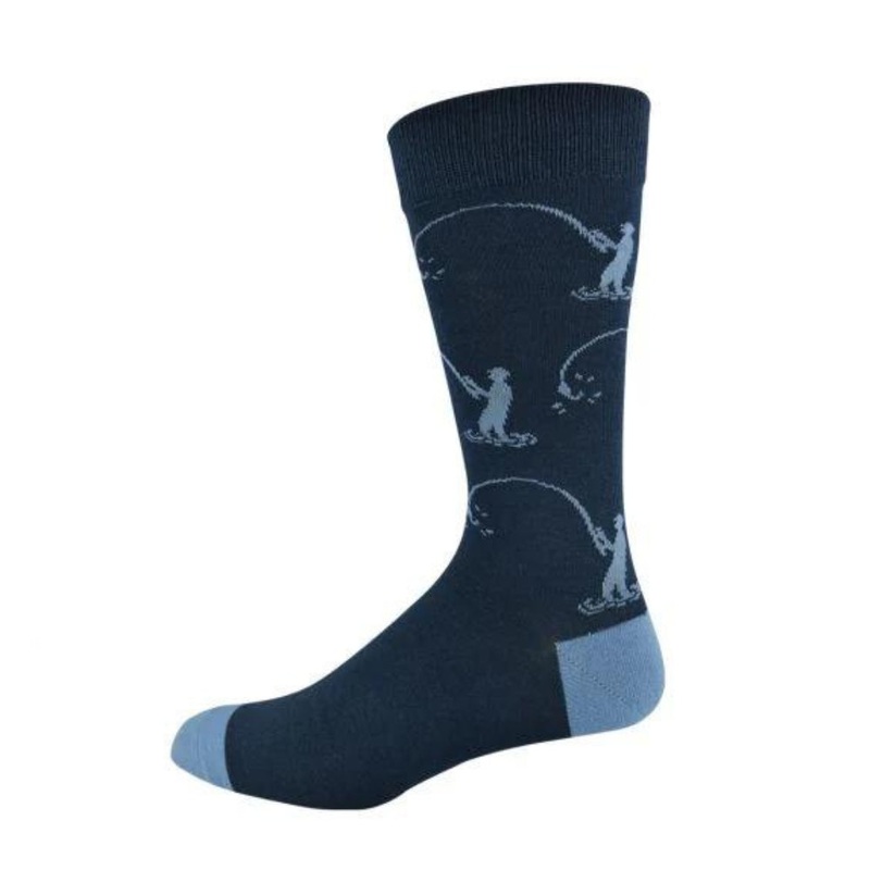 Bamboozld Gone Fishin Sock 7-11 NAVY