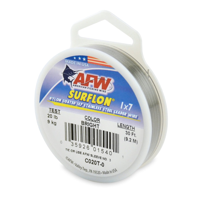 AFW Surflon Nylon Coated SS Leader Bright 30ft 20lb