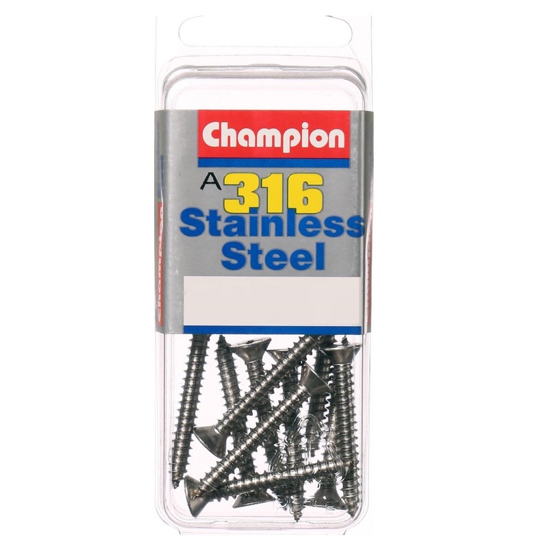 Champion Stainless Steel 316 Self-Tapping Countersunk Screws – 10G 1 1/2 inch