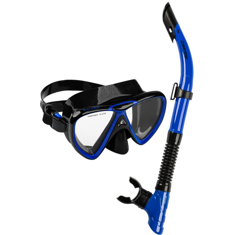 Cressi Ikarus X-Hale Mask Snorkel Set Black Blue