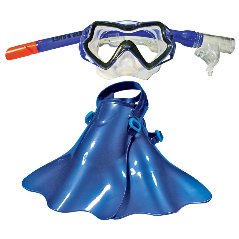 Land and Sea Complete Mask Snorkel Fin Set Palm Beach Kids Blue