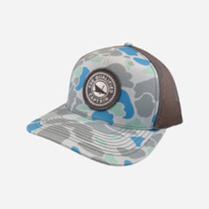 The Qualified Captain Embroidered Patch Trucker Hat Admiral / Black Duck Camo