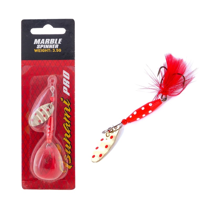 Tsunami Marble Spinner Lure Red White Dot 3.5g