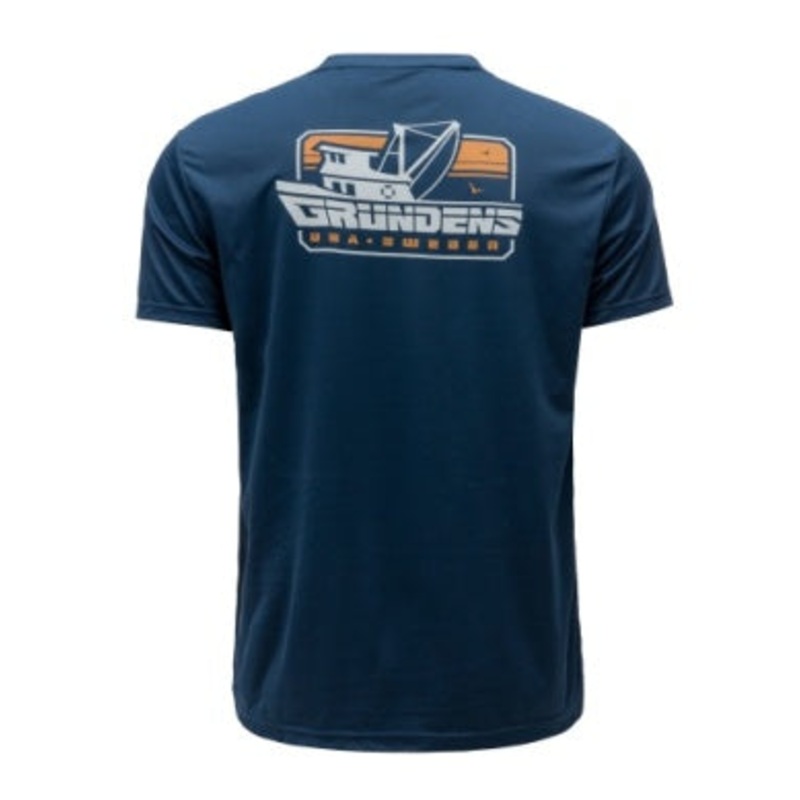 Grundens Commercial Boat SS Tech Tee Blue Abyss MD