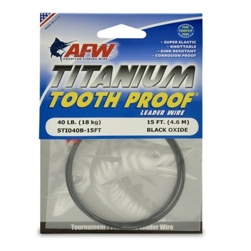 AFW 15ft Titanium Tooth Proof Single Strand Leader Wire 100LB