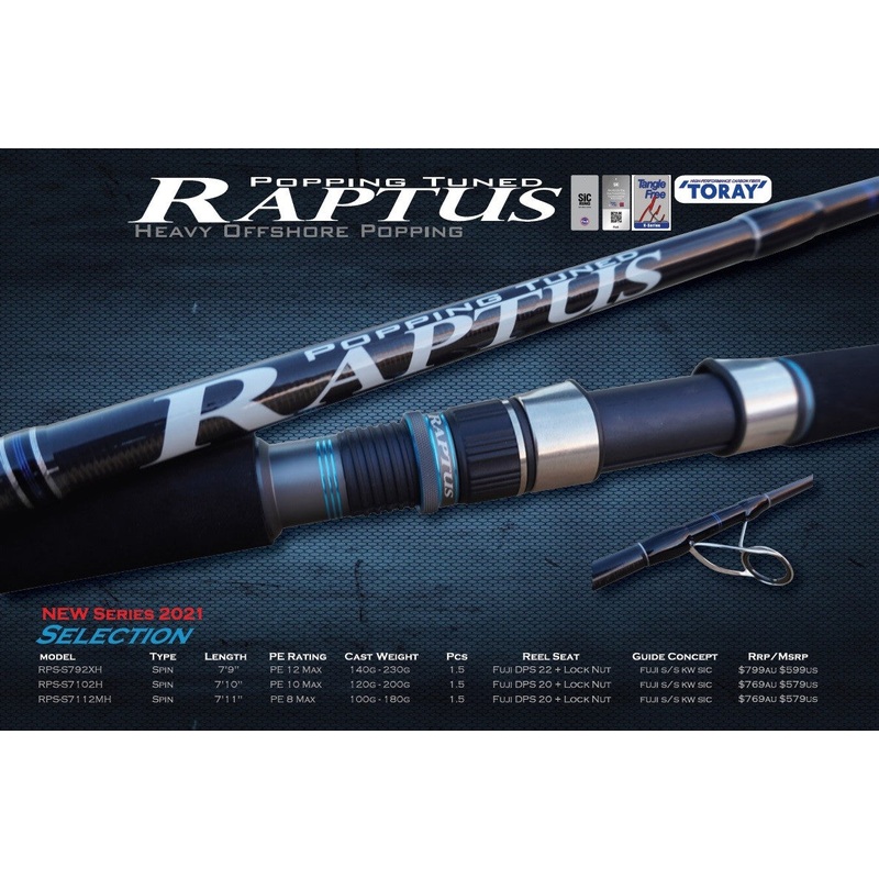 Oceans Legacy Raptus Offshore Popping And Stickbait Spin Rod 7102H
