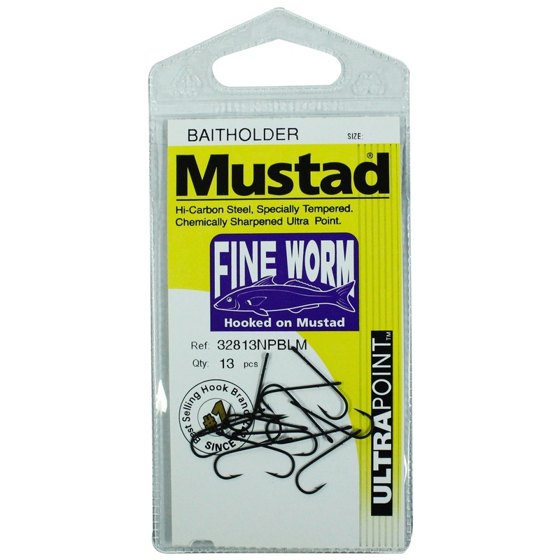 Mustad 32813NPBLM Fine Worm Baitholder Long Shank Hook 2