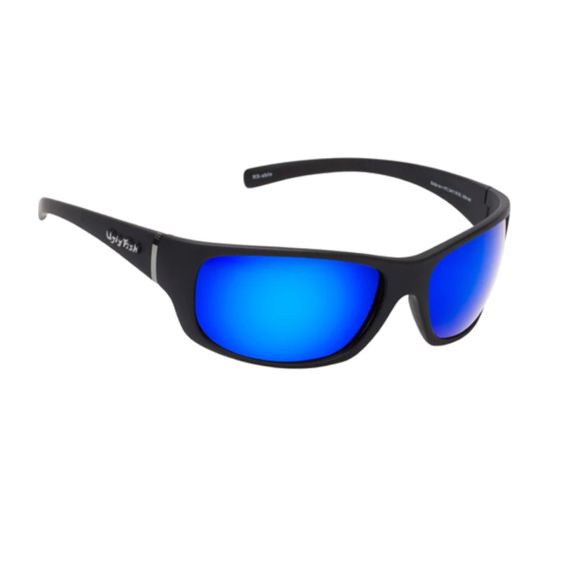 Ugly Fish Eclipse Polarised Wrap Sunglasses PC3411 Matt Black Frame / Blue Revo Lens