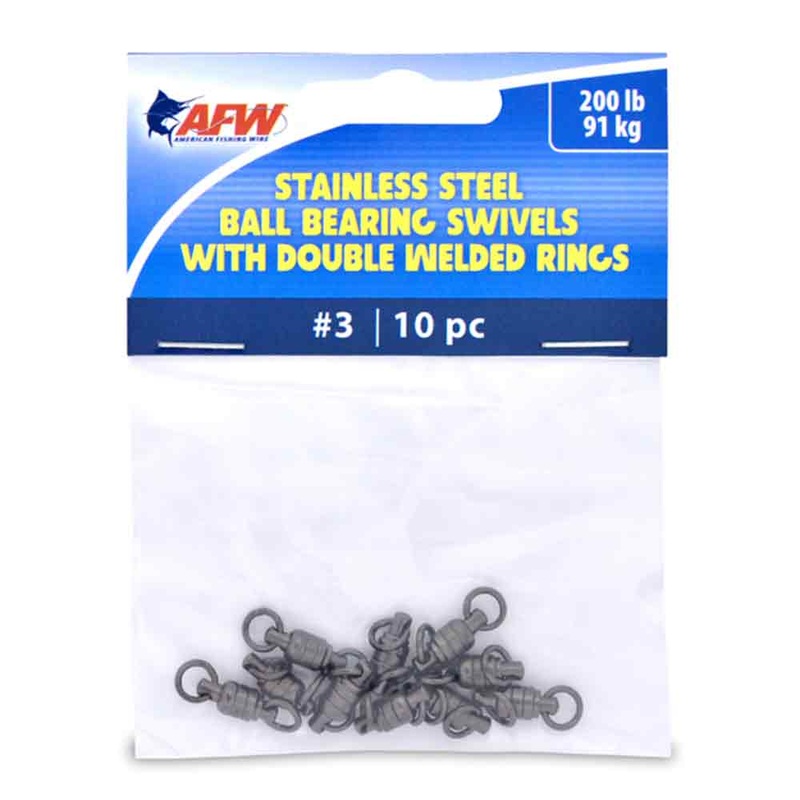 AFW  Stainless Steel Ball Bearing Swivels With Double Welded Rings Gunmetal Black 10PK 1